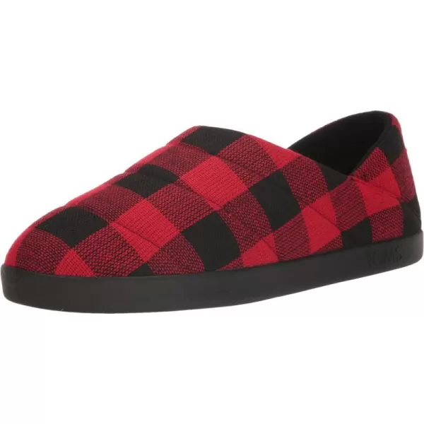 TOMS Mens Ezra Scuff Casual Slippers Casual  BlackRed Buffalo PlaidFleece
