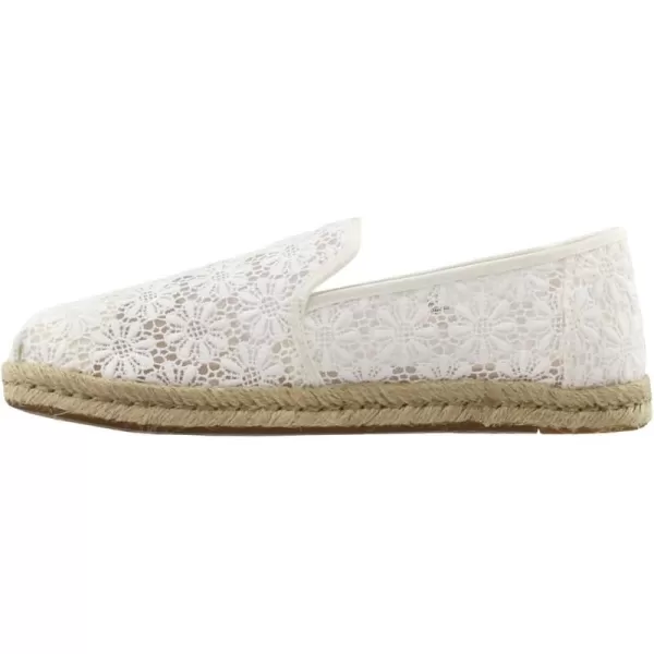 TOMS Womens Alpargata Floral Lace Slip On Flats Casual  WhiteNatural Floral Lace