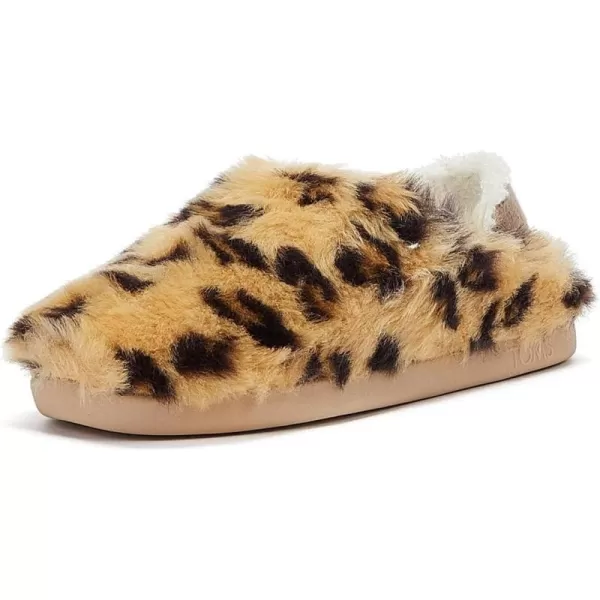 TOMS Womens Ezra SlipperDark Natural Cheetah Faux FurPom Pom