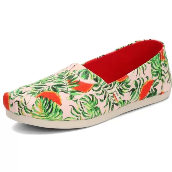 TOMS Womens Glitter Cheetah Print Womens Classics 10014953Spanish Villa Watermelon Palms Print