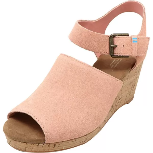 TOMS Womens Tropez Athletic Sandals Casual High Heel 3 amp Up  BeigeCoral Pink Suede