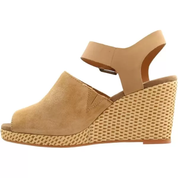 TOMS Womens Tropez Athletic Sandals Casual High Heel 3 amp Up  BeigeHoney SuedeLeather