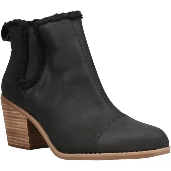 TOMS Womens Everly Pull On Casual Boots Ankle Mid Heel 23  BrownBlack LeatherFaux Shearling