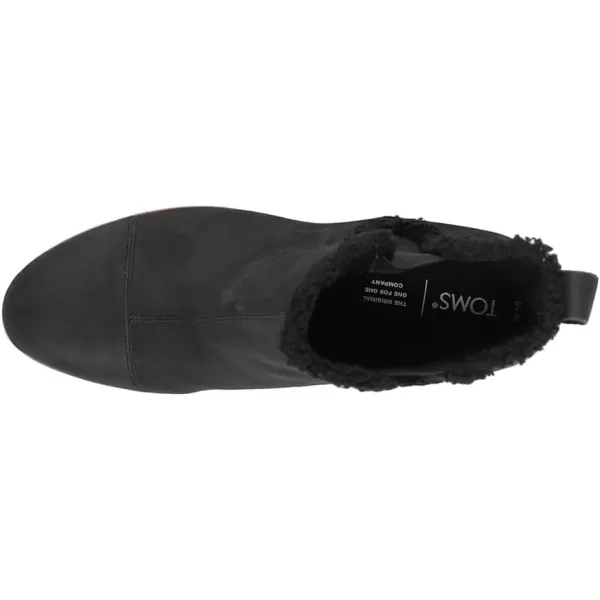 TOMS Womens Everly Pull On Casual Boots Ankle Mid Heel 23  BrownBlack LeatherFaux Shearling