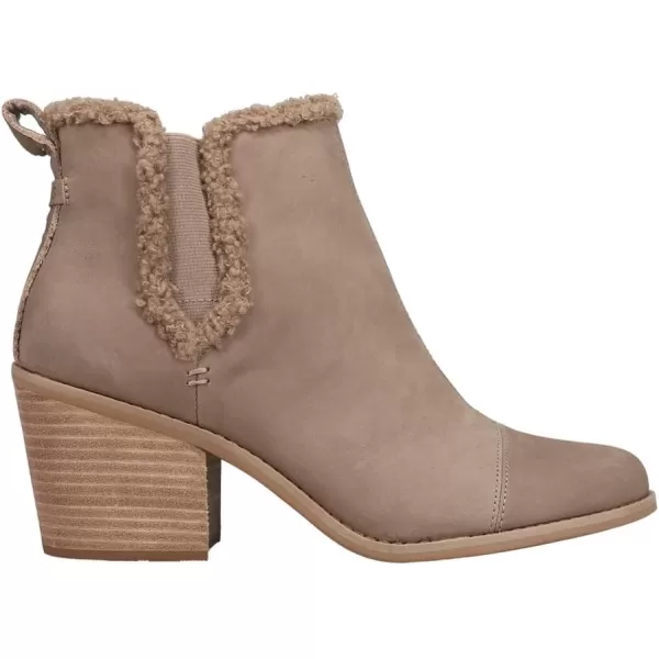 TOMS Womens Everly Pull On Casual Boots Ankle Mid Heel 23  BrownTaupe Grey LeatherFaux Shearling