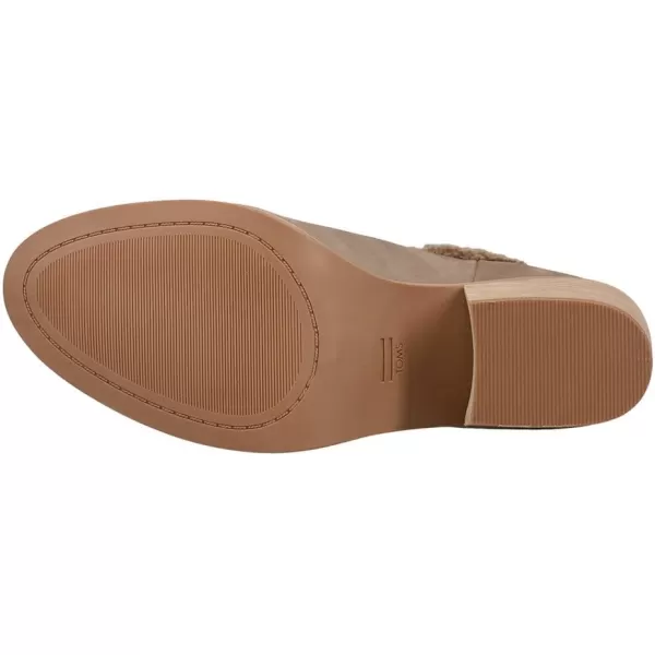 TOMS Womens Everly Pull On Casual Boots Ankle Mid Heel 23  BrownTaupe Grey LeatherFaux Shearling