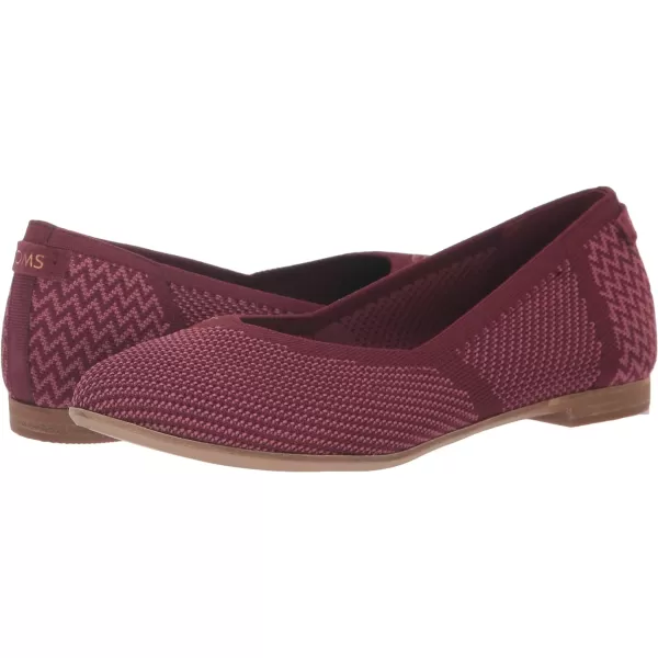 TOMS Womens Jutti Neat Slip On Flats Casual  WhiteDeep Burgundy Repreve Knit