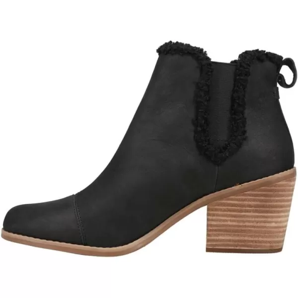 TOMS Womens Everly Pull On Casual Boots Ankle Mid Heel 23  BrownBlack LeatherFaux Shearling