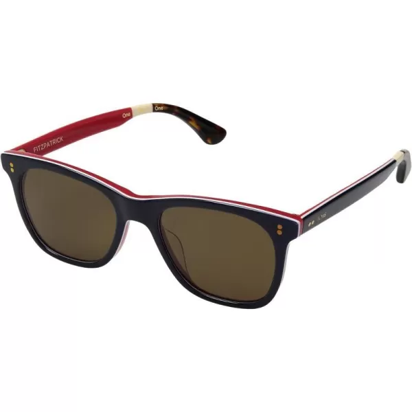 TOMS Fitzpatrick Rectangular SunglassesNavy Multi LaminationSolid Brown Polarized