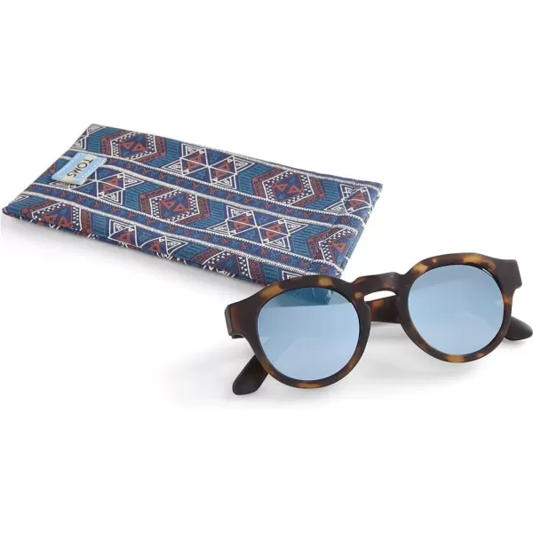 TOMS Bryton Round SunglassesMatte Blonde TortoiseDeep Blue Mirror