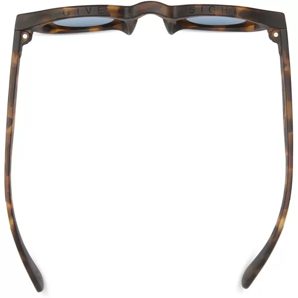 TOMS Bryton Round SunglassesMatte Blonde TortoiseDeep Blue Mirror