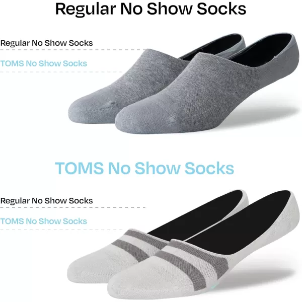 TOMS Classic No Show Socks NonSlip Low Cut Invisible Bundle MultiPair Solid and Printed Pattern PacksAll Black 3pack