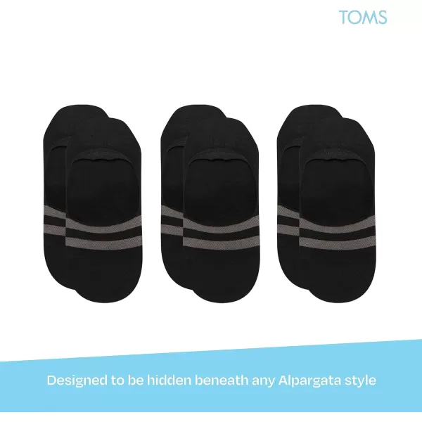 TOMS Classic No Show Socks NonSlip Low Cut Invisible Bundle MultiPair Solid and Printed Pattern PacksAll Black 3pack
