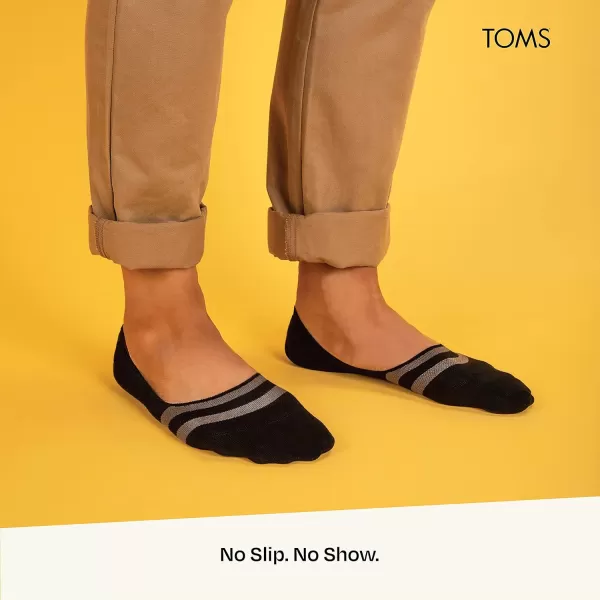 TOMS Classic No Show Socks NonSlip Low Cut Invisible Bundle MultiPair Solid and Printed Pattern PacksBlack 3pack