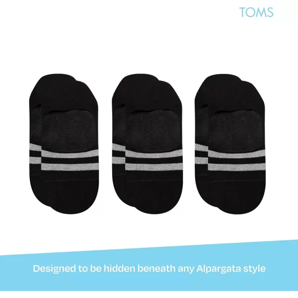 TOMS Classic No Show Socks NonSlip Low Cut Invisible Bundle MultiPair Solid and Printed Pattern PacksBlack 3pack