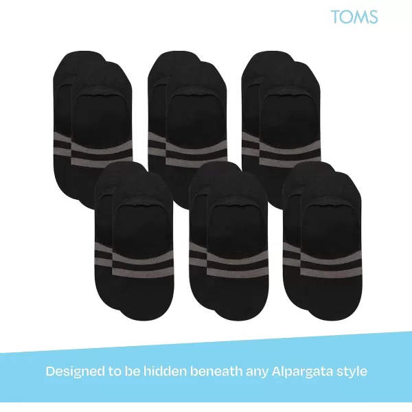 TOMS Classic No Show Socks NonSlip Low Cut Invisible Bundle MultiPair Solid and Printed Pattern PacksBlack 6pack