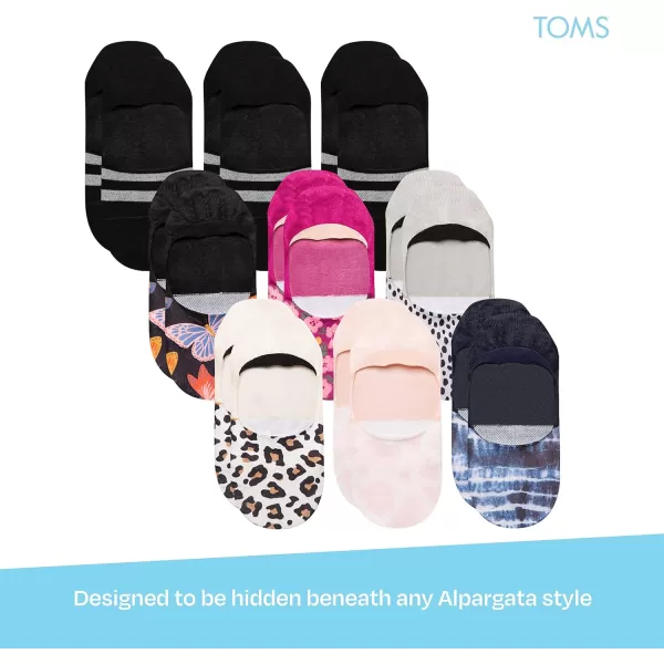 TOMS Classic No Show Socks NonSlip Low Cut Invisible Bundle MultiPair Solid and Printed Pattern PacksMulti 9pack