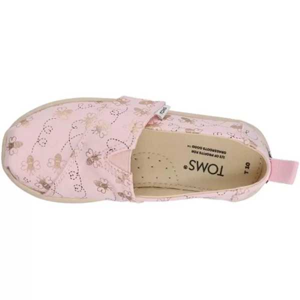 TOMS Girls Alpargata Loafer FlatBarely Pink Bee Mine Foil Print