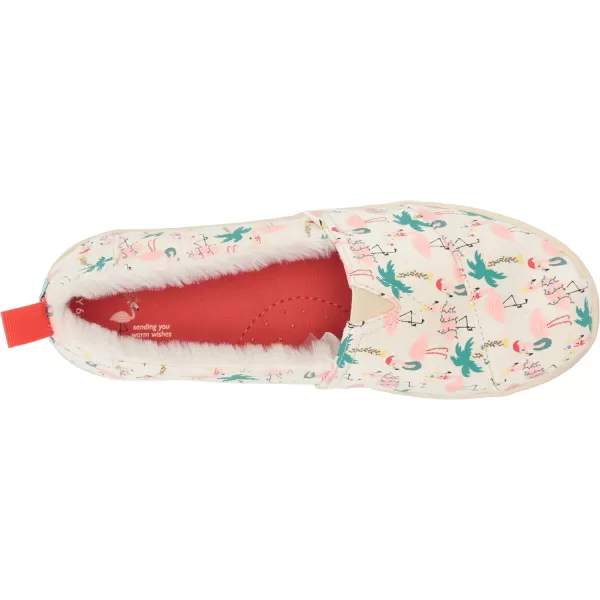 TOMS Girls Alpargata Loafer FlatNatural Holiday Flamingos