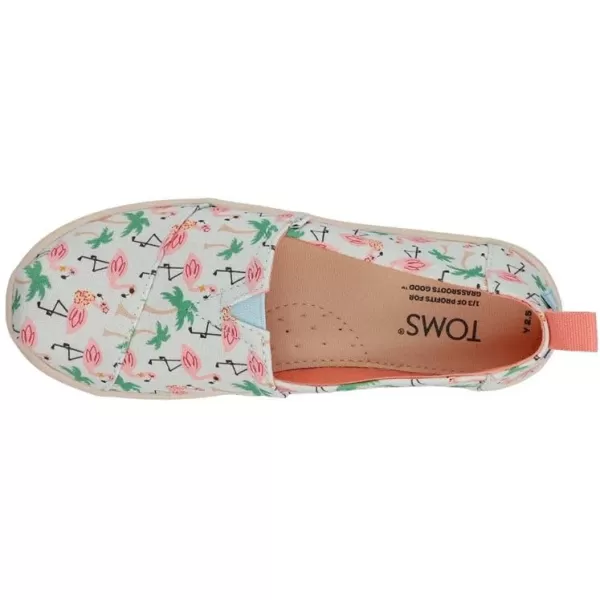 TOMS Girls Alpargata Loafer FlatSoft Blue Hawaiian Flamingos