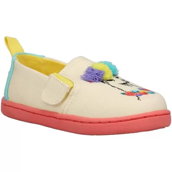 TOMS Girls Alpargata Tiny SlipOn  ToddlerIvory Floral Llamas Prin