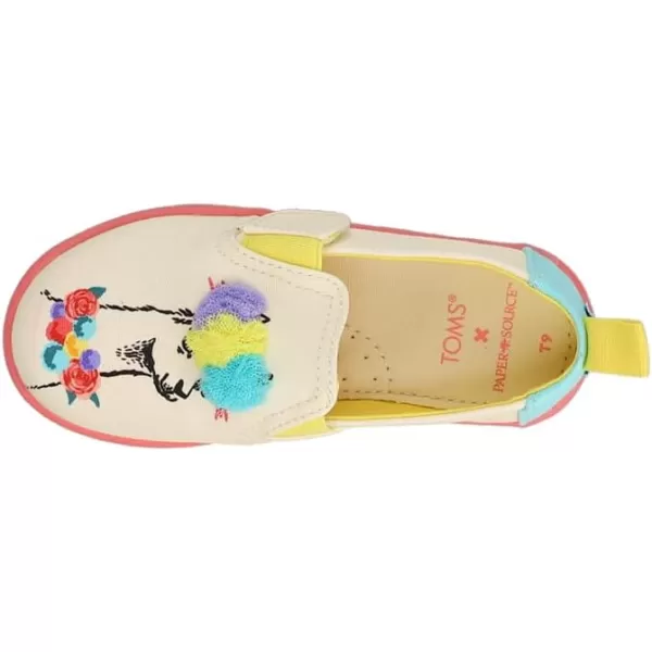 TOMS Girls Alpargata Tiny SlipOn  ToddlerIvory Floral Llamas Prin