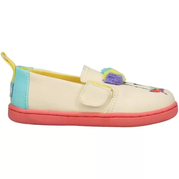 TOMS Girls Alpargata Tiny SlipOn  ToddlerIvory Floral Llamas Prin