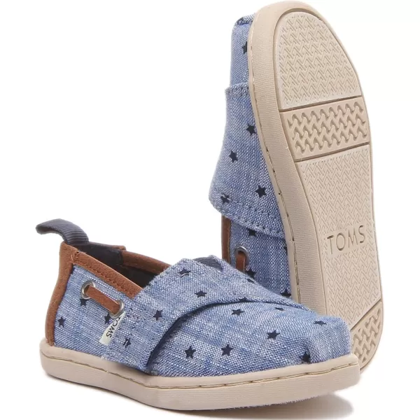 TOMS Girls Alpargata Tiny SlipOn  ToddlerNavy Chambray Stars