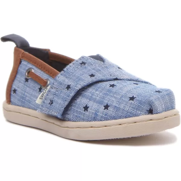TOMS Girls Alpargata Tiny SlipOn  ToddlerNavy Chambray Stars