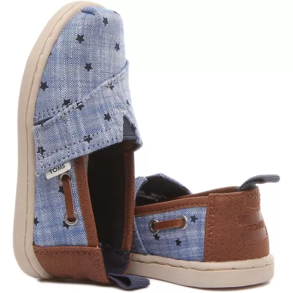 TOMS Girls Alpargata Tiny SlipOn  ToddlerNavy Chambray Stars