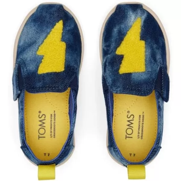 TOMS Girls Alpargata Tiny SlipOn  ToddlerNavy and Lightning Bolts