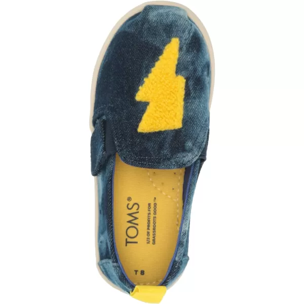 TOMS Girls Alpargata Tiny SlipOn  ToddlerNavy and Lightning Bolts