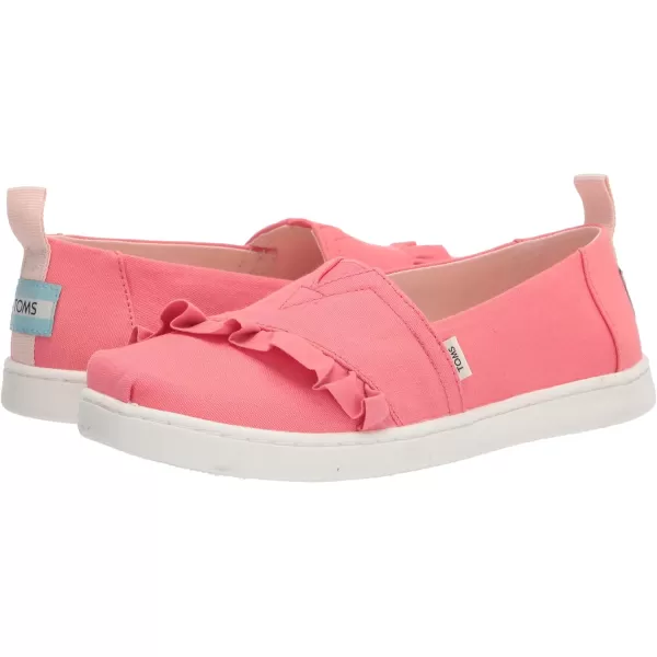TOMS Girls Alpargata Tiny SlipOn  ToddlerPeach CanvasRuffle