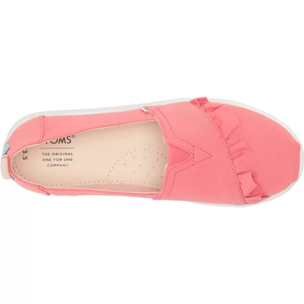 TOMS Girls Alpargata Tiny SlipOn  ToddlerPeach CanvasRuffle