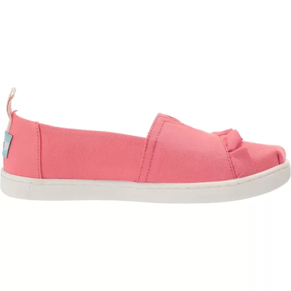 TOMS Girls Alpargata Tiny SlipOn  ToddlerPeach CanvasRuffle