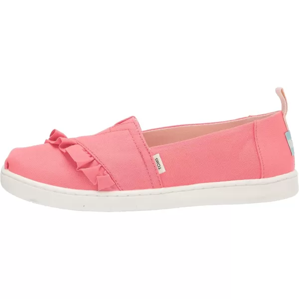 TOMS Girls Alpargata Tiny SlipOn  ToddlerPeach CanvasRuffle