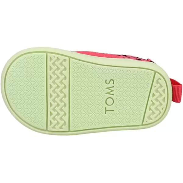 TOMS Girls Alpargata Tiny SlipOn  ToddlerRaspberry Flocked HeartsGlitter