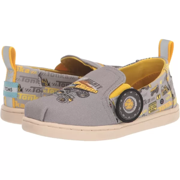 TOMS Girls Alpargata Tiny SlipOn  ToddlerUltimate Grey Tonka Construction Print