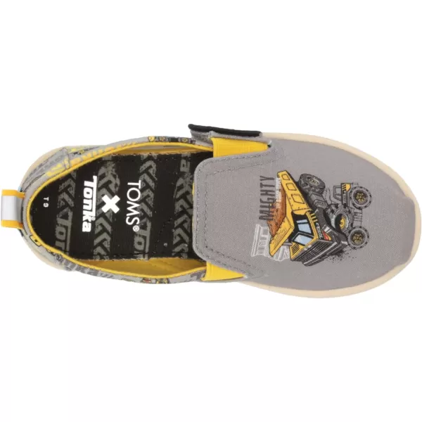 TOMS Girls Alpargata Tiny SlipOn  ToddlerUltimate Grey Tonka Construction Print