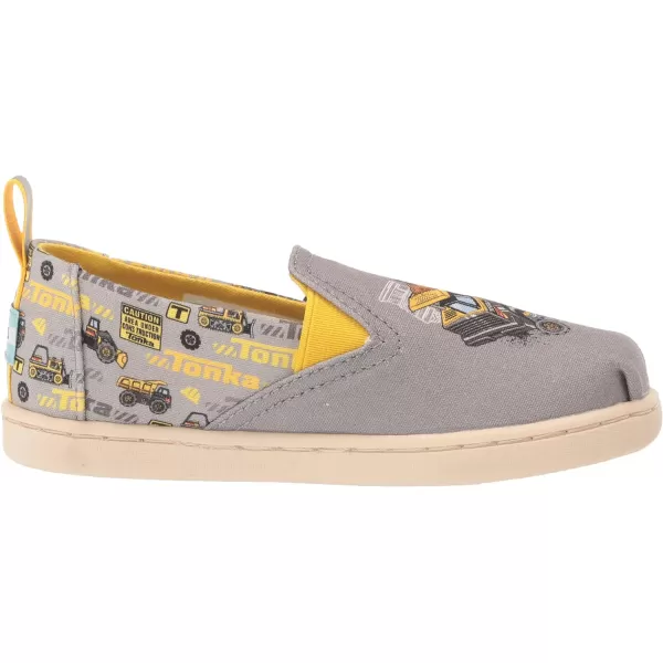 TOMS Girls Alpargata Tiny SlipOn  ToddlerUltimate Grey Tonka Construction Print
