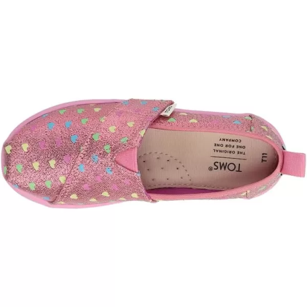 TOMS Kids Girls Alpargata Glitter Slip On Flats Casual  PinkPink Heart Multi