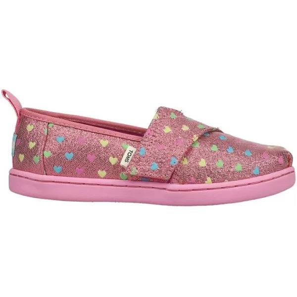 TOMS Kids Girls Alpargata Glitter Slip On Flats Casual  PinkPink Heart Multi