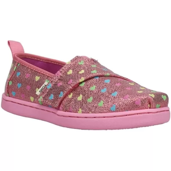 TOMS Kids Girls Alpargata Glitter Slip On Flats Casual  PinkPink Heart Multi