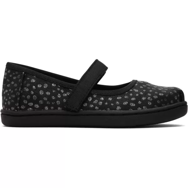 TOMS Silver Iridescent Glimmer Tiny Mary Jane Flat 10011521Black Foil