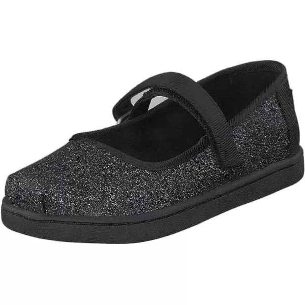 TOMS Silver Iridescent Glimmer Tiny Mary Jane Flat 10011521Black Iridescent Glimmer
