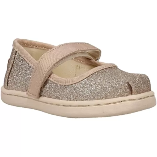 TOMS Silver Iridescent Glimmer Tiny Mary Jane Flat 10011521Champagne Iridescent Glimmer