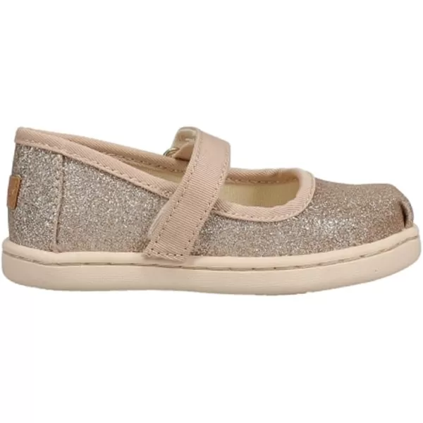 TOMS Silver Iridescent Glimmer Tiny Mary Jane Flat 10011521Champagne Iridescent Glimmer