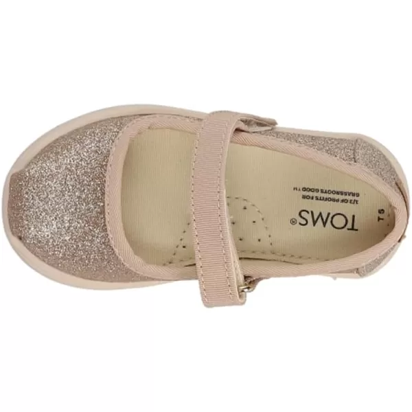 TOMS Silver Iridescent Glimmer Tiny Mary Jane Flat 10011521Champagne Iridescent Glimmer