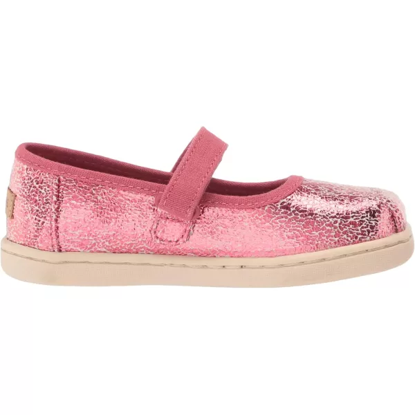 TOMS Silver Iridescent Glimmer Tiny Mary Jane Flat 10011521Dark Rose