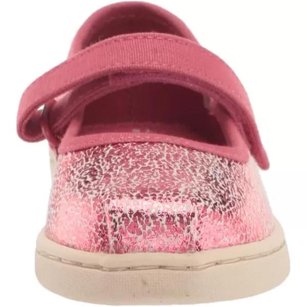 TOMS Silver Iridescent Glimmer Tiny Mary Jane Flat 10011521Dark Rose